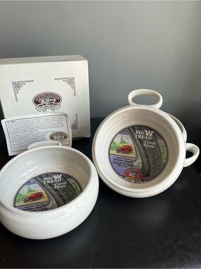 Watkin Heritage Collection White Stoneware “Big W Tread Cord Tires” Soup Bowls